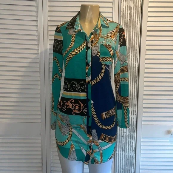 Timing Los Angeles Long Sleeve Button Up Blouse - Picture 1 of 7